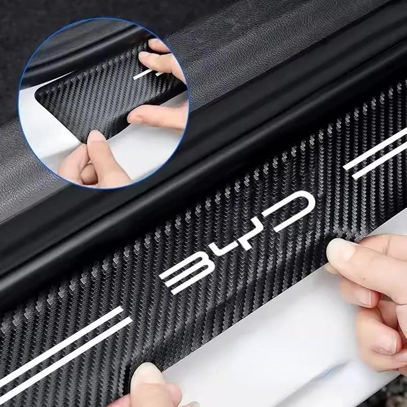 BYD Car Door Sill Stickers for BYD Atto 3 Yuan Plus Atto 2 Shark Dolphin Surf Dolphin Seal Song Plus Sealion Tang Carbon Fiber