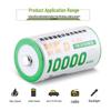 High Capacity 10000mAh Ni-MH D-Size Rechargeable Battery for Water Heaters and Flashlights