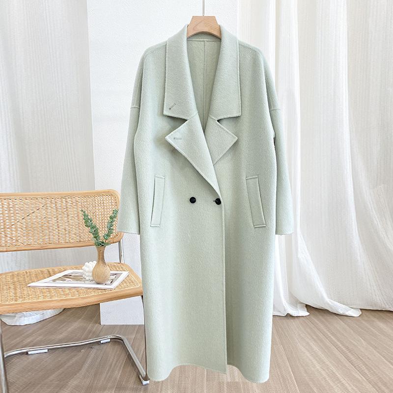 

Новое пальто из верблюжьей шерсти альпака для женщин на осень и зиму, высококачественное двустороннее шерстяное пальто One Size