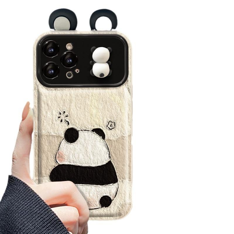 

Подходит для Apple 15 Promax Чехол для мобильного телефона iPhone 14 Panda Doll Подвеска 13 Большое окно Флип Зеркало Xr iPhone 6s Plus