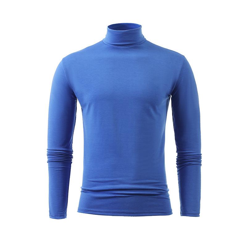 T-shirt da uomo a collo alto a maniche lunghe Sottile Monocolore Base Sottogiacca da uomo
