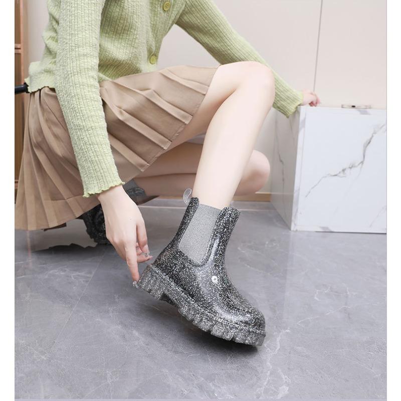 Fashion Colorful Women's Rain Boots Comfortable Height-increasing Platform Shoes Waterproof Non-slip Rain Boots Large Size 36-42