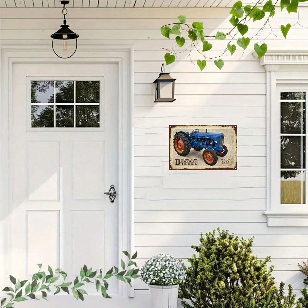 Poster Metallico Trattore Vintage Rustico Farm Wall Art Decorazione Garage