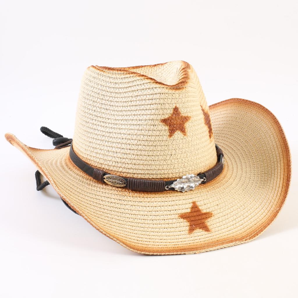 Popular Western Cowboy Straw Hat Men's and Women's Fashion Shade Straw Hat Classic Outdoor Western Cowboy Hat