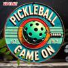 Pickleball Game On Retro Round Metal Sign Vintage Colorful Paddle  Ball Wall Decor for Pickleball Fans