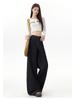 Women's Black and Gold High-Waisted Wide-Leg Denim Pants - 2025 Early Autumn Design