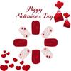 24 Pcs Heart Lines Acrylic Nail Valentines Day False Nail Glittering Stick on Nail Square Press On Nail for Holiday