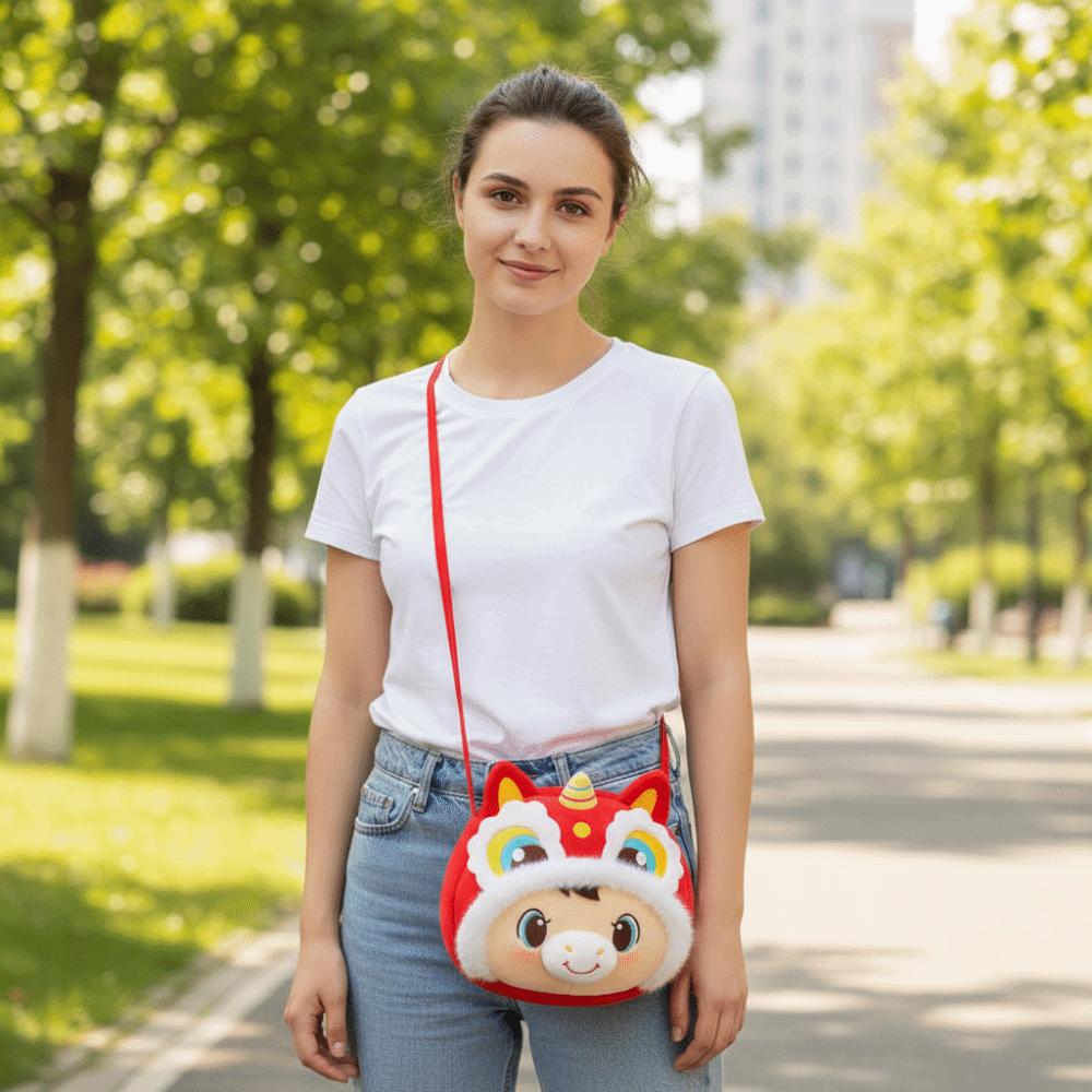 Lucky Horse Zodiac Horse Plush Crossbody Bag Chinese Style Red Packet Horse Year Money Bag Red Envelope Lucky Horse Plush Bag