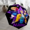 Ombrello Automatico Personalizzabile con Nome, Tema Cacciatori di Demoni KPop, Leggero e Portatile, 8 Stecche, Perfetto per Viaggi all'Aperto, Compleanni, Natale, Regali.
