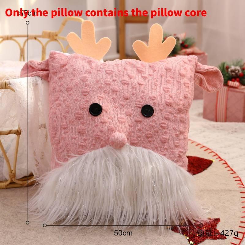 Christmas Decor Scene With Santa Snowman Reindeer Hug Pillow For Gift Festive