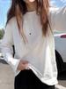 Unisex Heart Print Logo Casual Loose Long Sleeve T-shirt for Early Spring
