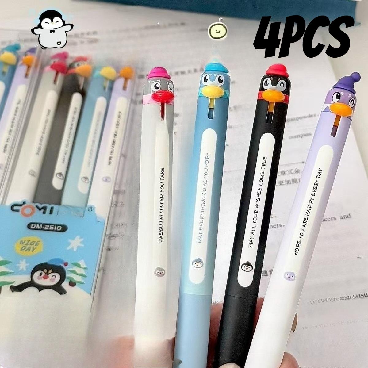 

12Pcs Cute Cartoon Penguin Ballpoint Pen 0.5mm Quick Drying Black Gel Pen Creative Writing Pen Student School Office Supplies Random style 12Pcs