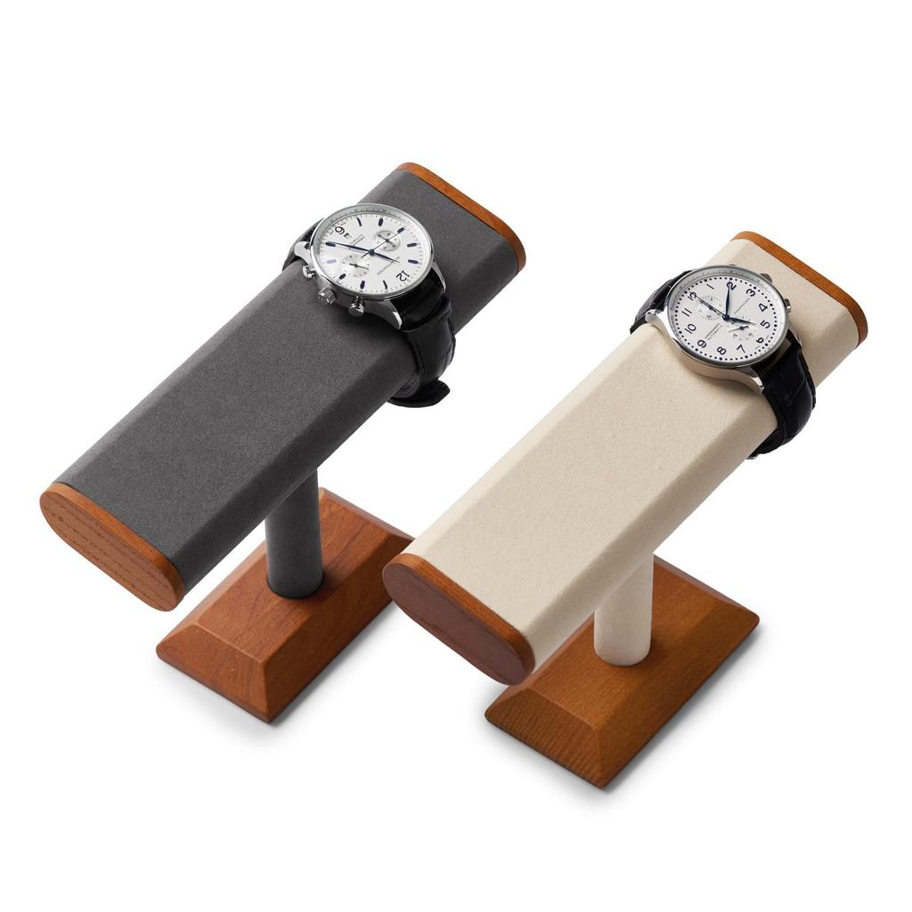 Oirlv Watch Stand, SM08702, Luxury and Stylish Wooden Watch Stand for 2-4 Watches (Dark Gray)