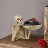 Resin Skull Tray Decorative Ornament - Versatile Indoor/Outdoor Halloween Decoration, Creative Room Accent, Ideal Holiday Gift