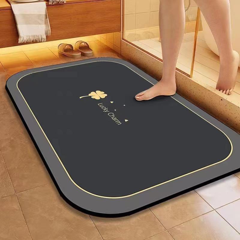 Quick Ship Four-Leaf Clover Diatom Mud Non-Slip Shower Mat - Water Absorbing & Wear Resistant Floor Mat
