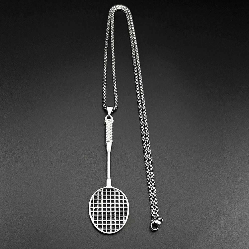 Hiphop Badminton Racket Chain For Women Men Stainless Steel Silver Color Sports Simple Fashion Male Man Necklaces Jewelry Gifts