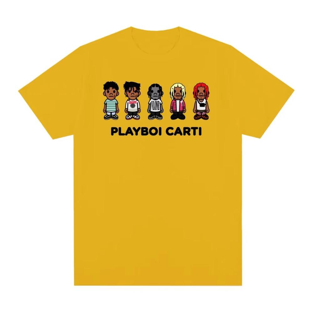 Playboi Carti Vintage T-Shirt Hip Hop Skateboard Baumwolle Herren Damen T-Shirt Kurzarm Lässig Street Herren Kleidung Übergroße Oberteile