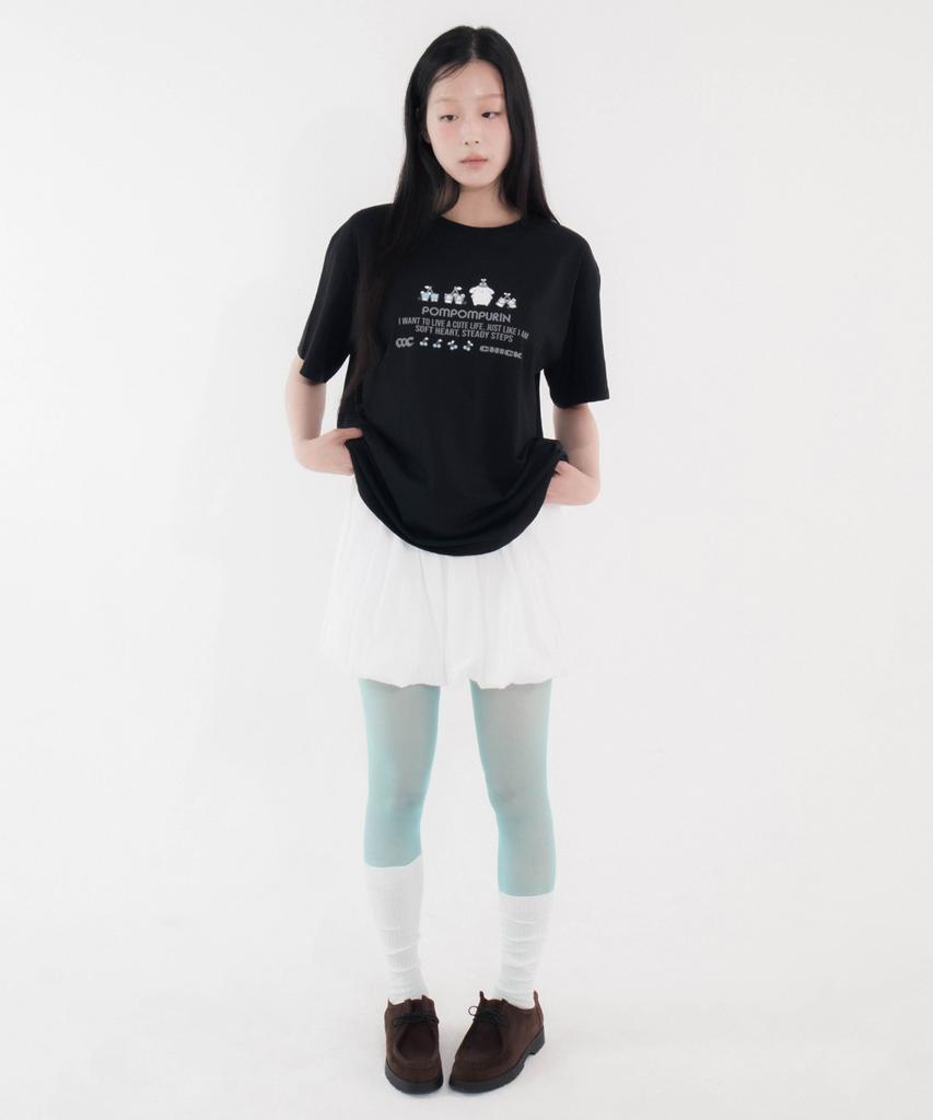 CHICKS Pompompurin Steady Oversized Short Sleeve T-Shirt Black