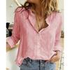Cotton Linen Casual Long Sleeve Shirt For Women With Spliced Design And Loose Fit For Spring Season