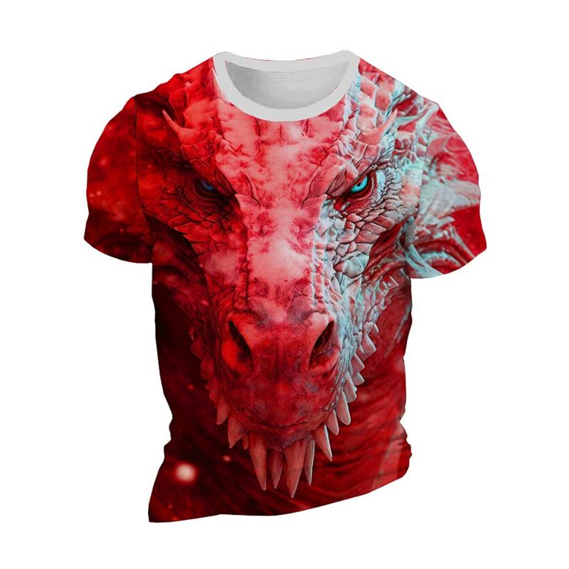 Men's T-shirt 3D dragon print summer daily casual men's street T-shirt short sleeved outdoor sports city fashion men's T-shirt