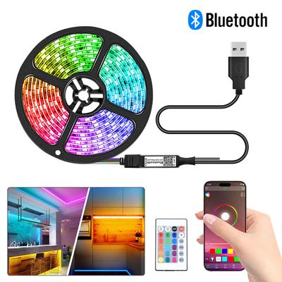 5V LED Strip Lights with Bluetooth Control IR Remote SMD5050 Flexible Led Tape 30/60 LEDs/M RGB Ribbon Room Decor Backlight