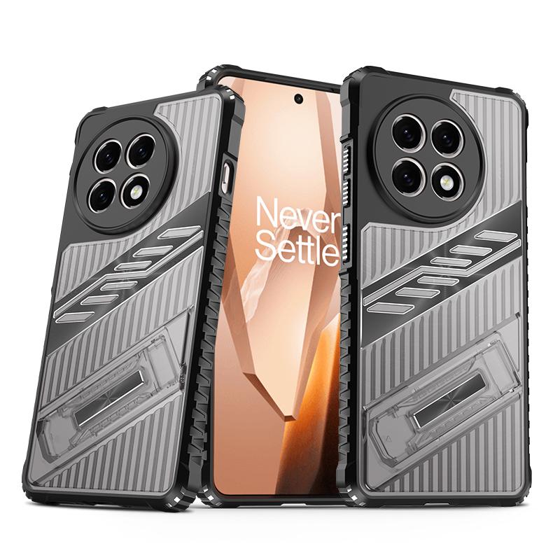 

KEYSION Противоударный бронированный чехол для OnePlus 13R 5G Прозрачный ПК + Мягкий силиконовый чехол-подставка для телефона OnePlus 1+ Ace 5 Pro for OnePlus Ace 5 Pro чёрный/серый