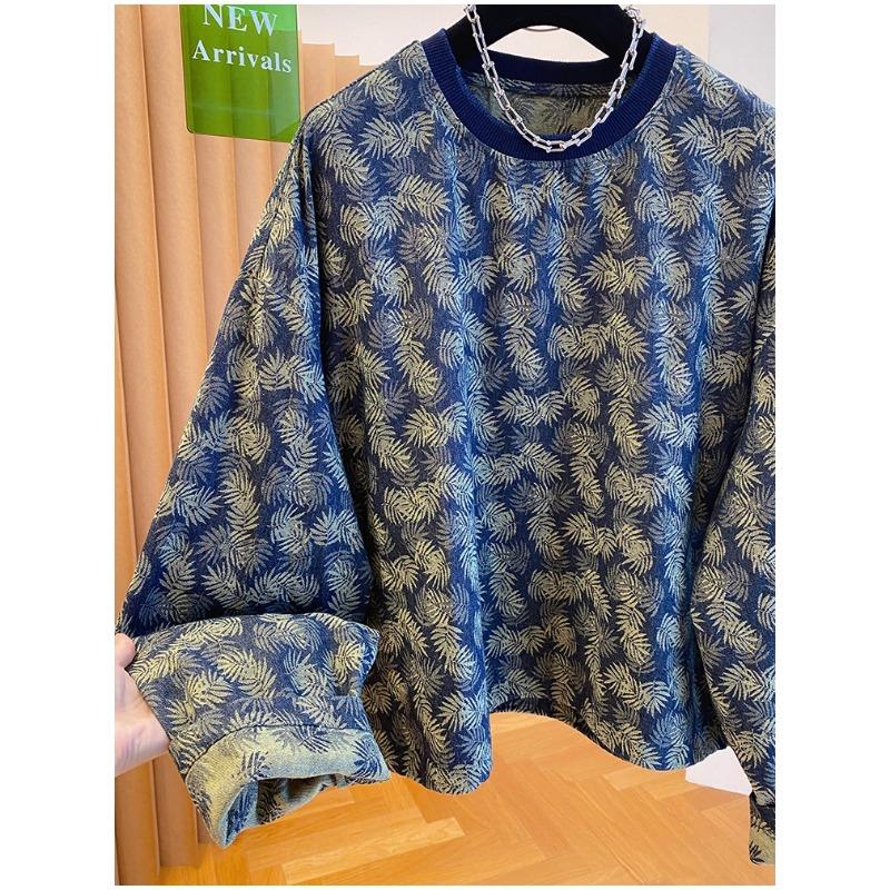 Fashionable Retro Sweater Women's Autumn 2025 Round Neck New Long Sleeve Printed Loose Casual Pullover Top