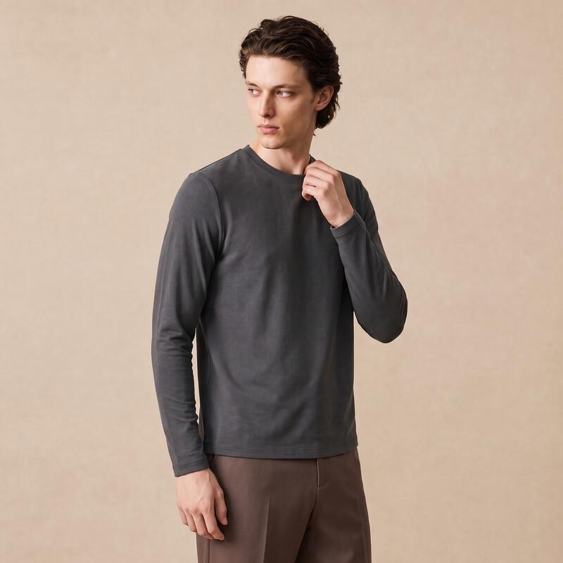 JOW Men's Thermal Long-Sleeve Merino Blend Crew Neck T-Shirt