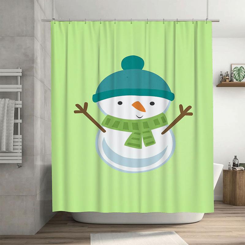 

Tuniu Adorable Snowman Shower Curtain Winter Holiday Bathroom Decor Festive Fun Design Cute Fluffy Character Holiday Decor Uniqu W60H190(CM)-1 Pcs