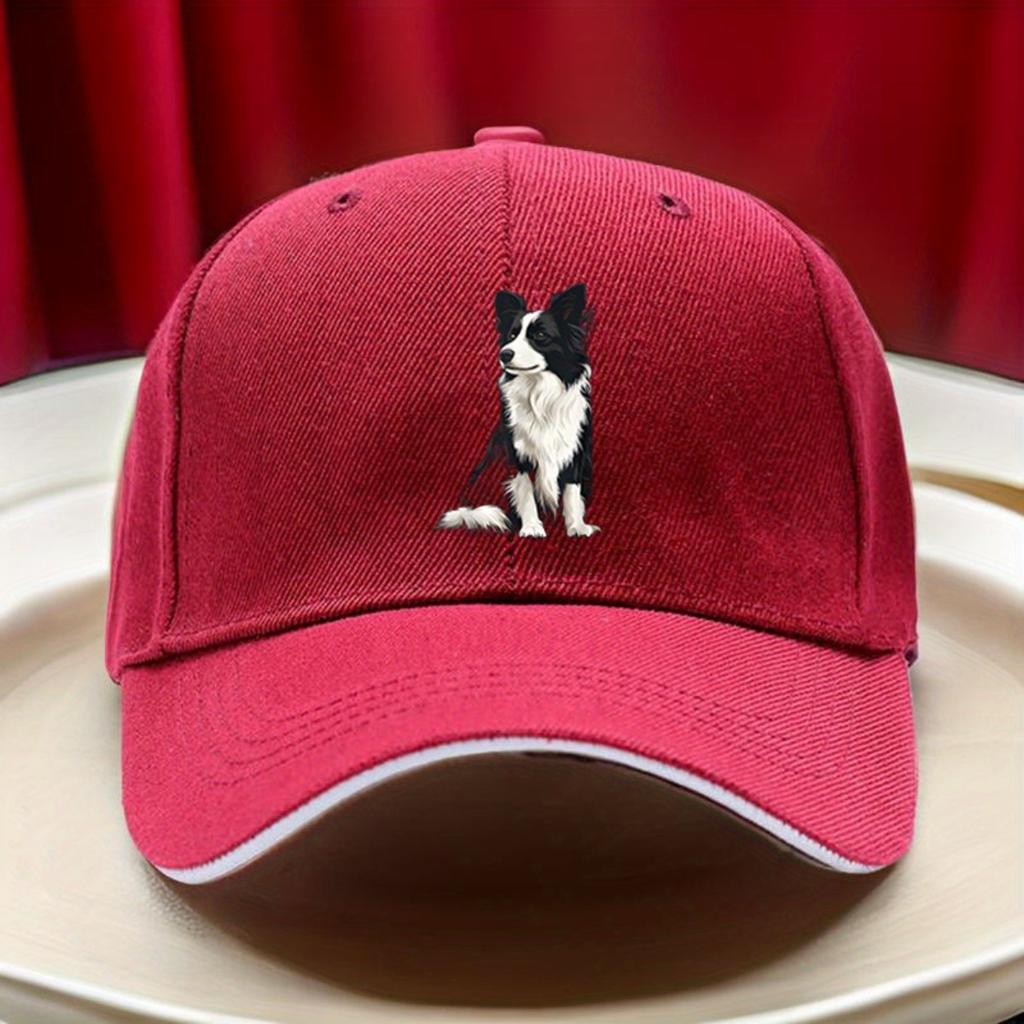 Border Collie Hundtryck Polyester Truckerhatt Justerbar Vandring Baseballkeps Casual Utomhushuvudbonad