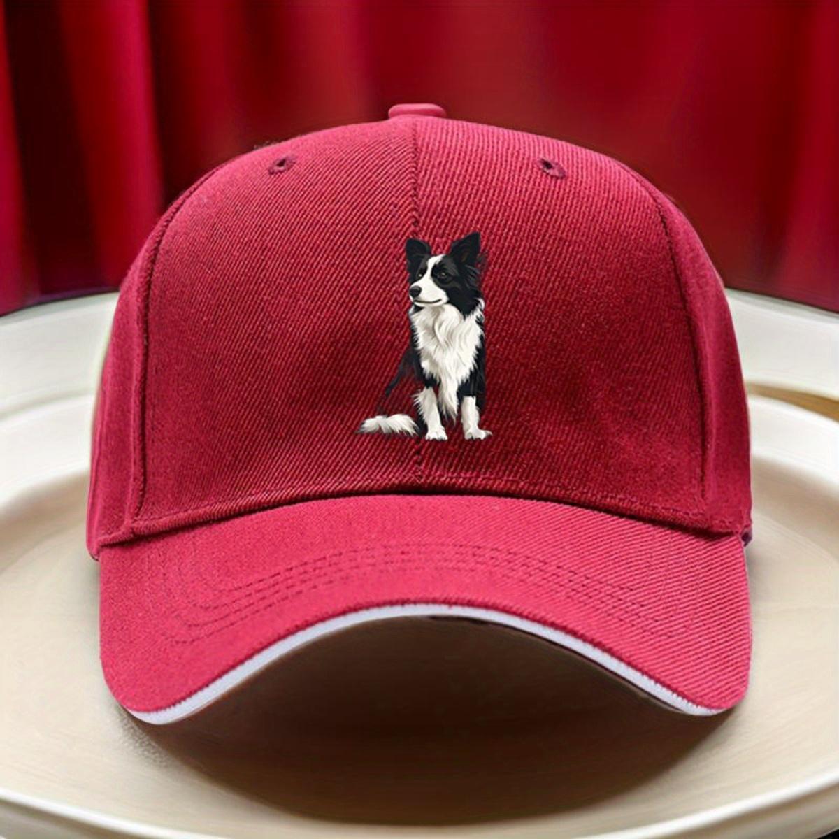 Border Collie Dog Print Polyester Trucker Hat Adjustable Hiking Baseball Cap Casual Outdoor Headwear One Size