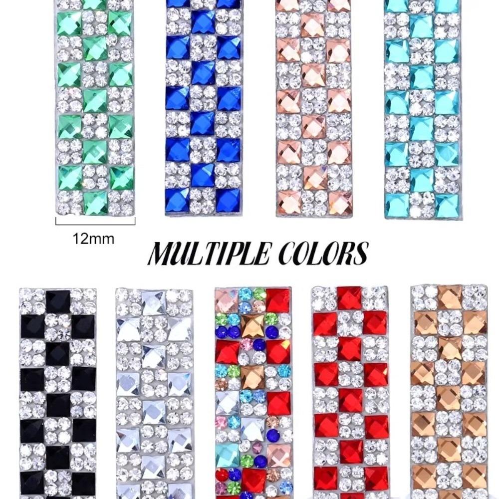 1Yard Self Adhesive Crystal Rhinestone Sticker 1.2cm Width Crystal Motif Diamond Ribbon Adhesive Diamond Multicolour