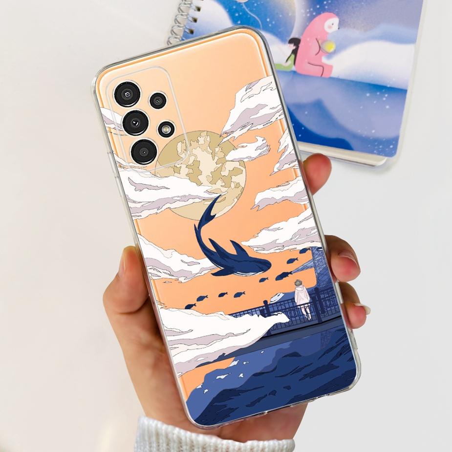 For Samsung Galaxy A13 Case A23 A33 A53 5G Cute Painted Cover Clear Silicone Soft TPU Phone Case For Samsung A53 A 13 23 33 Bags