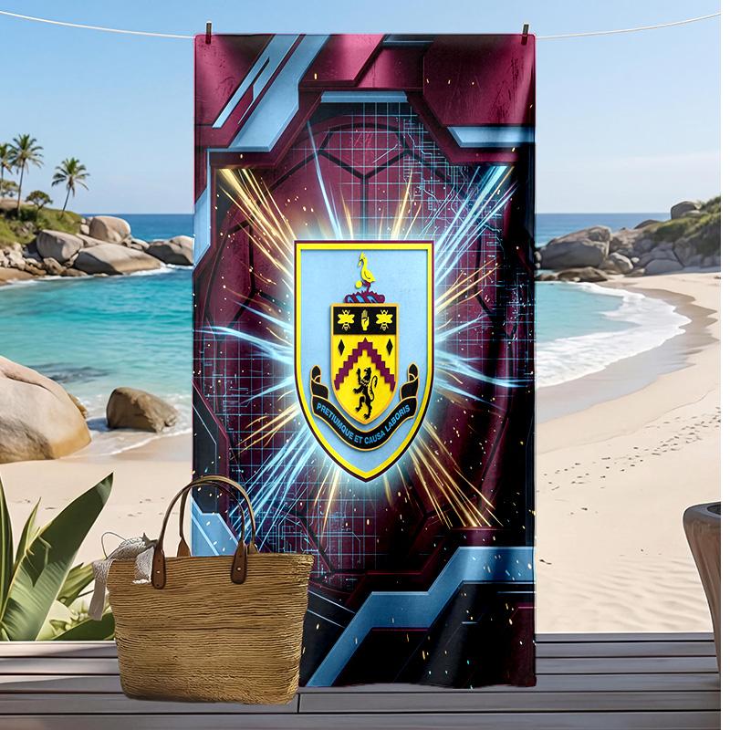 Burnley Football Print Beach Towel, Large Soft Quick Dry Towel for Beach Camping Swimming