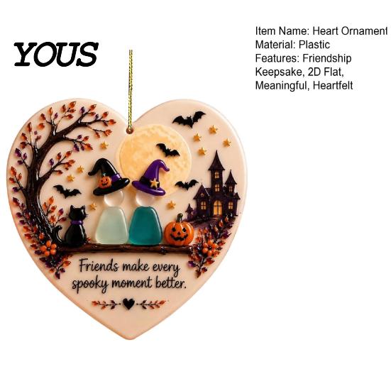 Elegant Friendship Jewelry Keepsake Heart-Shaped Sea Glass Art Ornament, 2D Flat Heart Shaped Coastal Decor Keepsake, Halloween Pumpkin Black