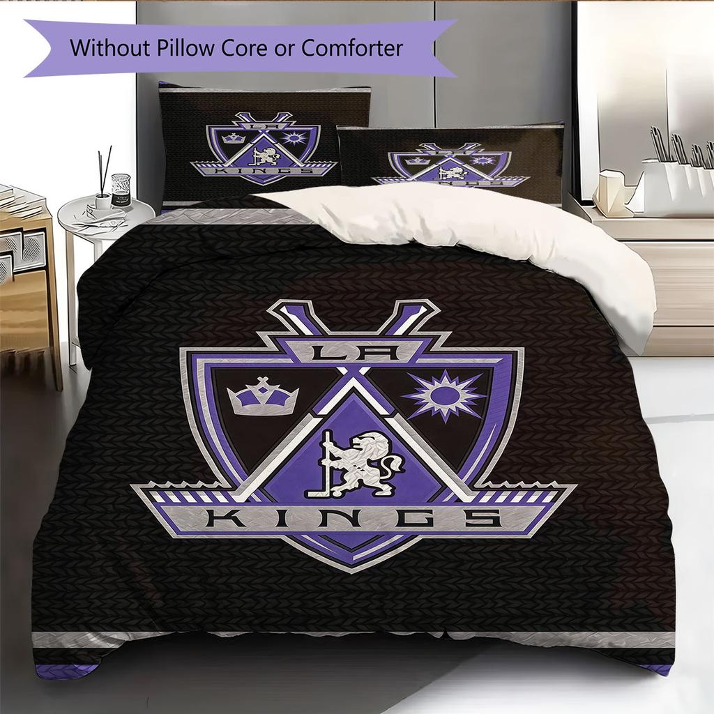 LA Kings Art Pattern Bedding Home Decoration Birthday Gift ( 1 duvet cover + 2 pillowcase, without core),fan merchandise.