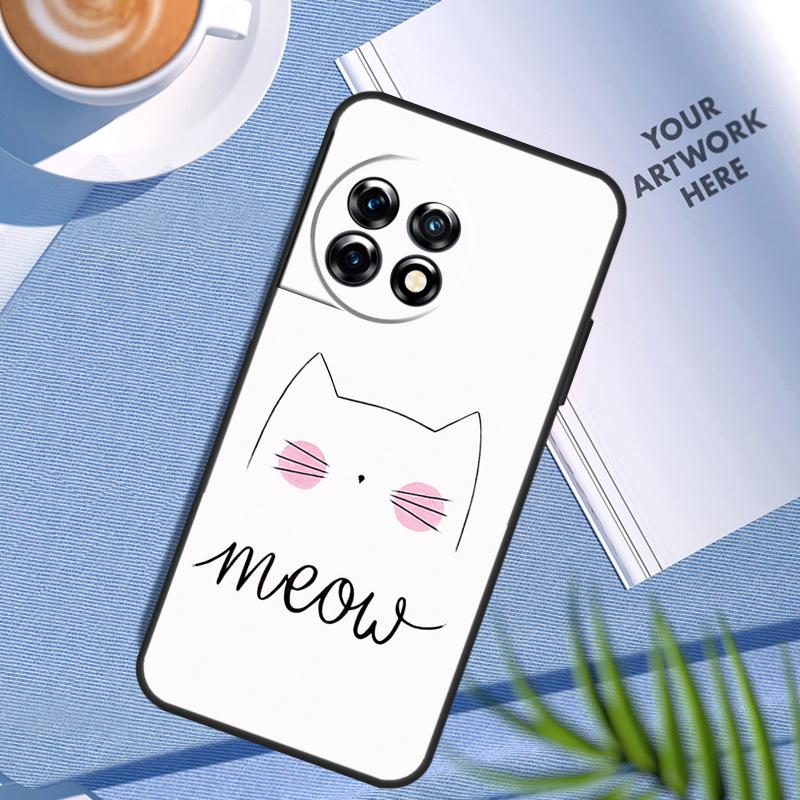 Black Cat Face Kitty Case For OnePlus Nord CE 5 2 3 4 Lite N20 N30 OnePlus 15 13 12 11 9 10 Pro 13R 10T 13T Cover