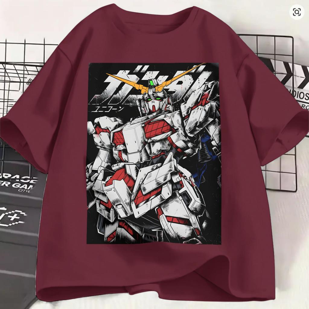Gundam T Shirt Unisex Pure Cotton Creative Tshirt Round Neck Unicorn Tee Shirt Short Sleeve Clothing Gift Idea