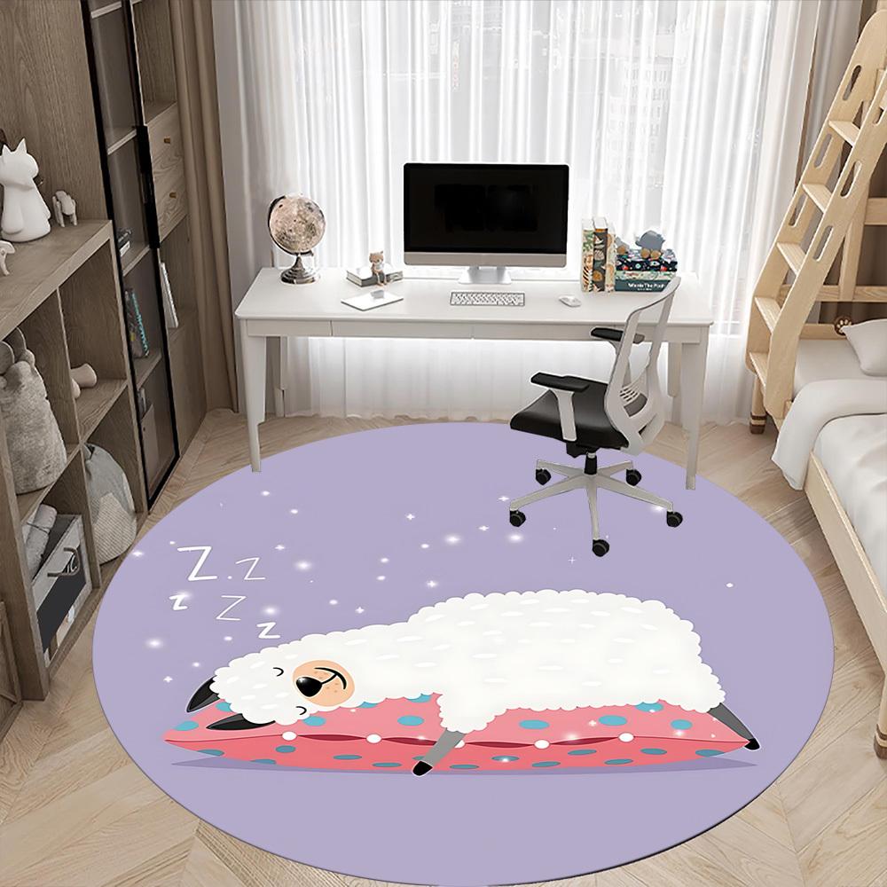 1pc Sleepy Sheep Chair Carpet for Office, Indoor Non Slip Washable Polyester Fiber Carpet,