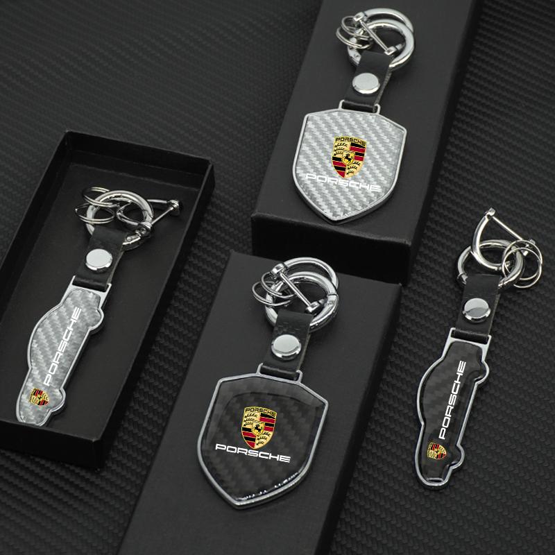Přívěsek na klíče do auta Držák na klíče Klíčenka z uhlíkových vláken Kroužek na klíče Pro Porsche Cayenne Macan 911 718 Taycan Panamera Boxster Cayman Příslušenství