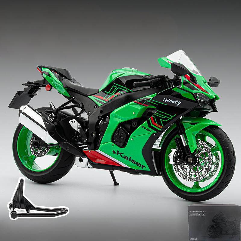 1/9 Kawasaki Ninja ZX-10R High Performance Superbike Alloy Metal Diecast Model Motorcycle Sound & Light High Simulation Collect