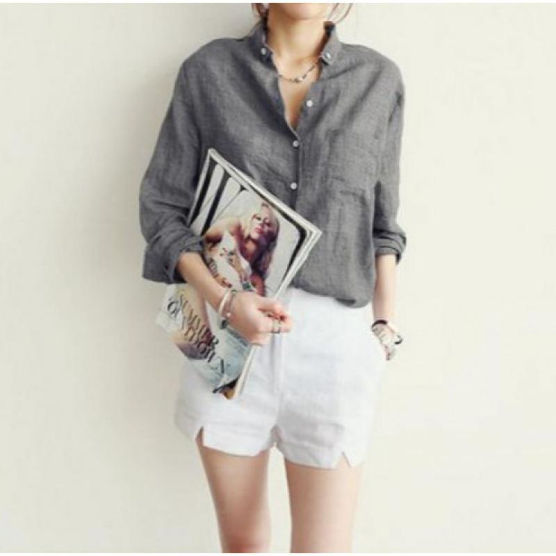 2023 Women's Fashion Cotton Linen Long Sleeve Loose Sun Protection Shirt
