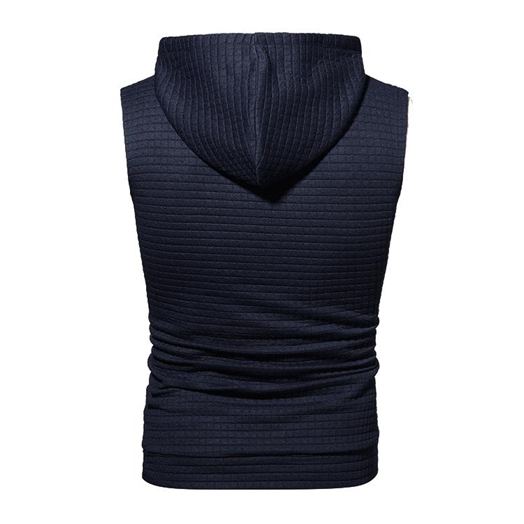 Men's Jacquard Hooded Sweatshirt Sleeveless Solid Color Knitted Hooded Sweatshirt Pullover Vest Men's Clothing