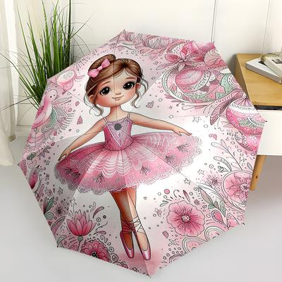 Ballet Dance Automatic Folding Umbrella: Compact 8-rib Design for Outdoor Daily Compact Umbrella Festive Gift for Friends and Family
