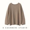 Women's Cashmere Sweater - Solid Color Loose Pullover, Long Sleeve, Korean Style for Autumn & Winter