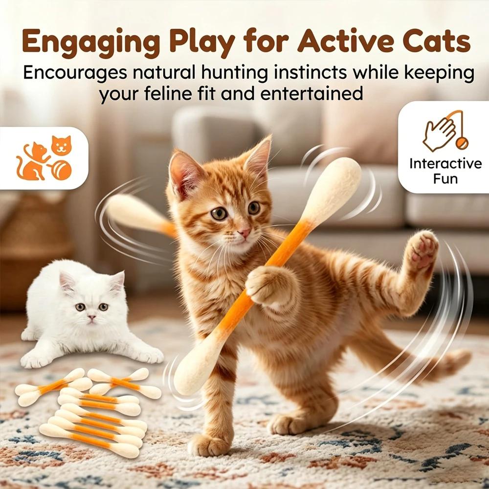 6 Stück Wattepads Katzen Spielzeug Kätzchen Kauspielzeug für Langeweile drinnen Langlebige Zahnpflege Seile Interaktives Zubehör