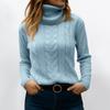 Women's Fashionable Solid Color High Neck Long Sleeved Sweater Pullover Sweater Top