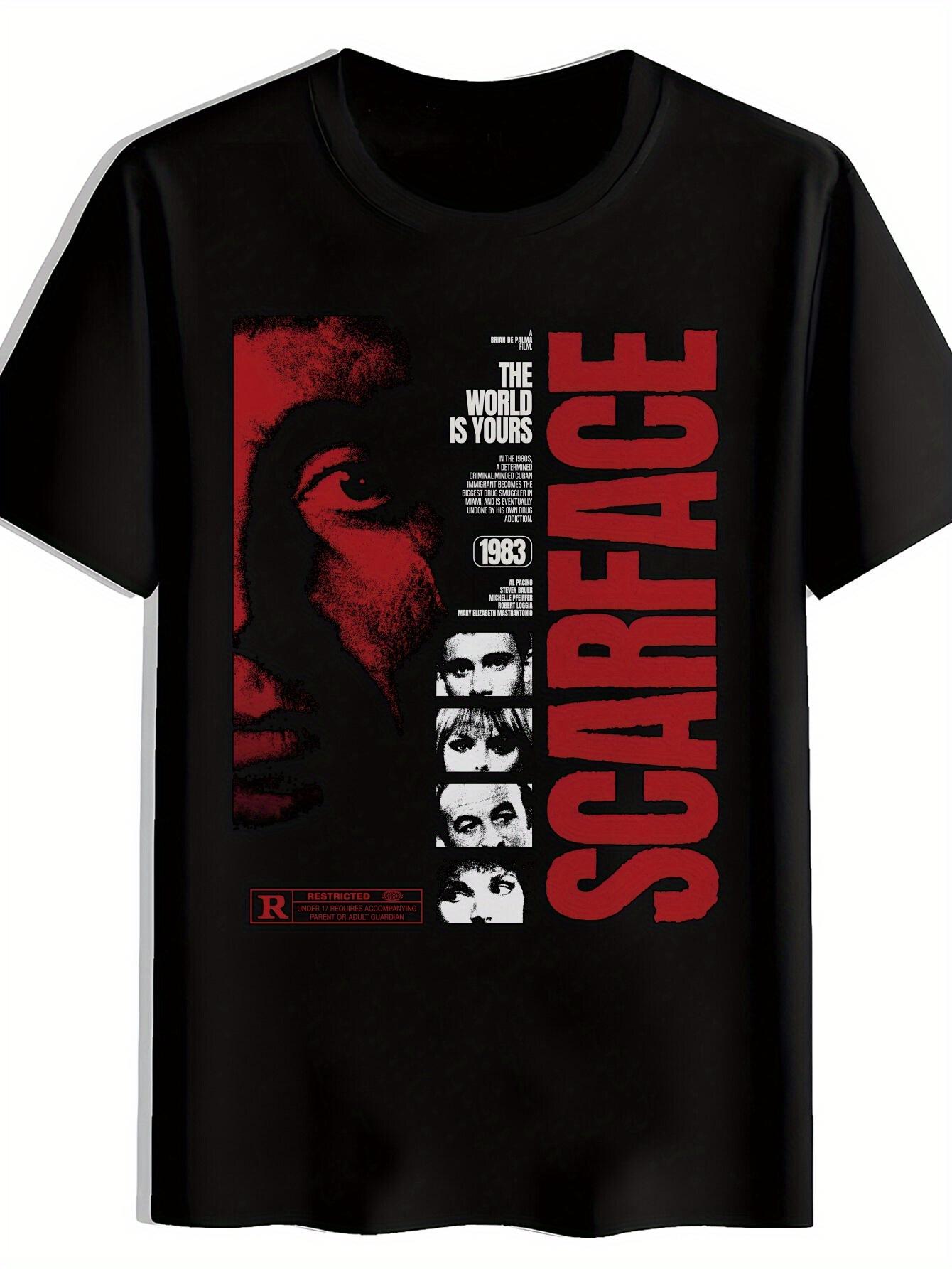 Scarface Graphic T-shirt - Bold Red & Black Design L