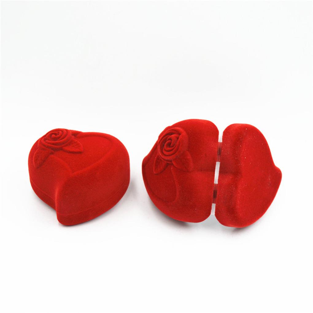 Heart shape Red Velvet Jewelry Display Case Package Wedding Engagement Ring Box