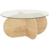 Glass Coffee Table - BUBBLE - Round - Sapphire Oak - 75 X 75 X 35 Cm